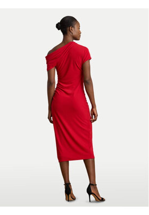 Lauren Ralph Lauren - LAUREN RALPH LAUREN Sukienka koktajlowa 200980223001 Czerwony Slim Fit. Kolor: czerwony. Materiał: syntetyk. Styl: wizytowy