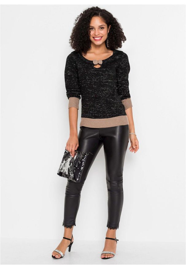 bonprix - Sweter. Typ kołnierza: kokarda. Kolor: czarny. Materiał: dzianina. Styl: elegancki