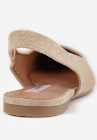 Born2be - Jasnobeżowe Balerinki w Stylu Slingback Adriame. Nosek buta: otwarty. Kolor: beżowy. Materiał: zamsz, skóra. Sezon: lato. Obcas: na obcasie. Styl: klasyczny. Wysokość obcasa: niski #5
