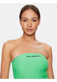 Karl Lagerfeld - KARL LAGERFELD Sukienka letnia Straples Beach Dress 231W2206 Zielony Regular Fit. Typ kołnierza: dekolt w karo. Kolor: zielony. Materiał: syntetyk. Sezon: lato #2