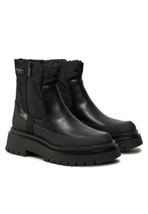 Pepe Jeans Botki PLS50528 Czarny. Kolor: czarny. Materiał: skóra