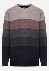 Born2be - Ciemnobeżowy Sweter z Wełną w Paski Ettarine. Okazja: na co dzień. Kolekcja: plus size. Kolor: beżowy. Materiał: wełna. Wzór: paski. Styl: klasyczny, casual, elegancki