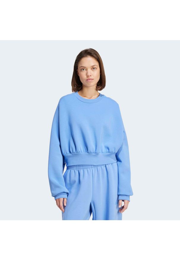 Adidas - Szeroka bluza ADIDAS ALL SZN. Kolor: niebieski. Materiał: bawełna, włókno. Długość rękawa: raglanowy rękaw