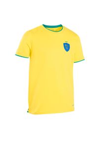 KIPSTA - Koszulka dla dzieci Kipsta FF100 w kolorach Brazylii 2024. Kolor: zielony, wielokolorowy, żółty. Materiał: materiał, bawełna