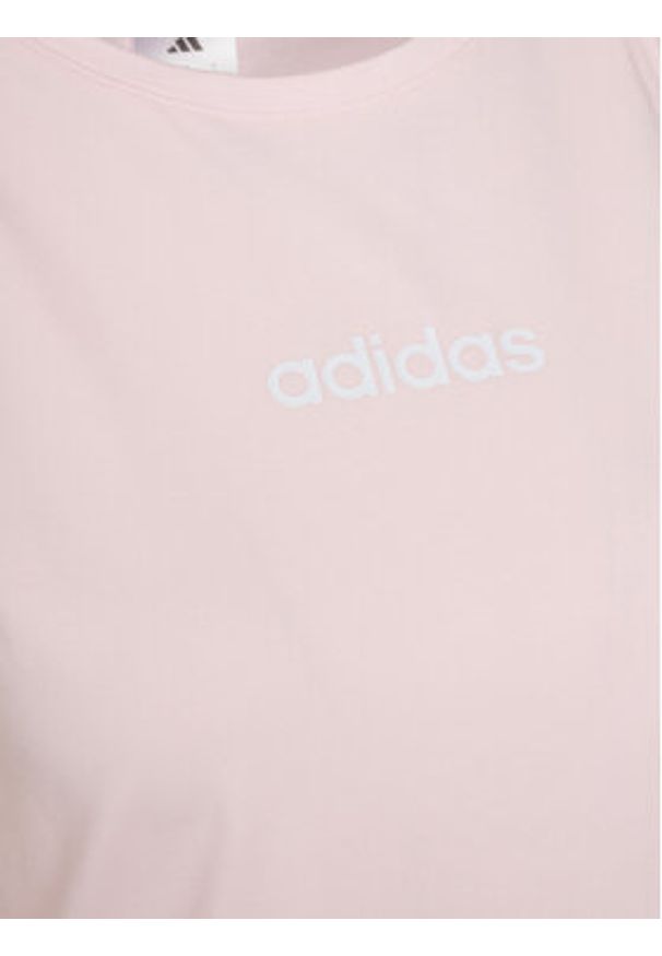 Adidas - adidas Top Essentials Linear JC5797 Różowy Slim Fit. Kolor: różowy. Materiał: bawełna