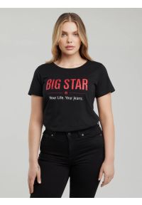 Big-Star - Koszulka damska o klasycznym kroju czarna Brunona 906. Kolor: czarny. Materiał: bawełna, jeans. Wzór: aplikacja, nadruk. Styl: klasyczny #6