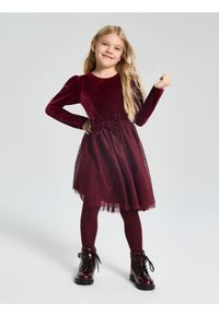 Sinsay - Sukienka babydoll z połyskiem - bordowy. Kolor: czerwony #1