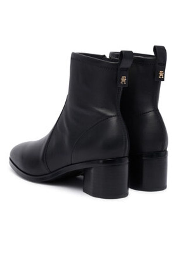 TOMMY HILFIGER - Tommy Hilfiger Botki Th Stretch Leather Bootie FW0FW08860 Czarny. Kolor: czarny. Materiał: skóra