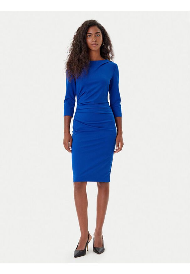 Rinascimento Sukienka koktajlowa CFC0126154003 Niebieski Slim Fit. Kolor: niebieski. Materiał: syntetyk. Styl: wizytowy