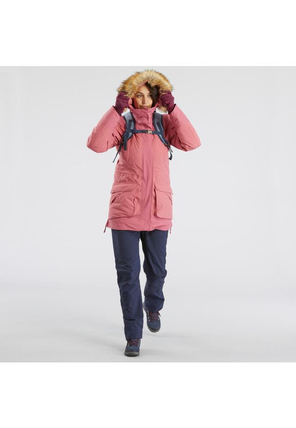 quechua - Spodnie turystyczne damskie Quechua SH500 Warm. Kolor: niebieski. Materiał: tkanina, poliester, polar, materiał, poliamid, elastan. Sport: turystyka piesza