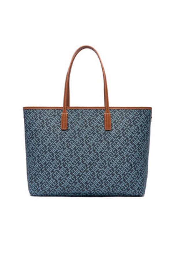 TOMMY HILFIGER - Tommy Hilfiger Torebka Th Monoplay Tote Stripe Le AW0AW18390 Niebieski. Kolor: niebieski. Materiał: skórzane