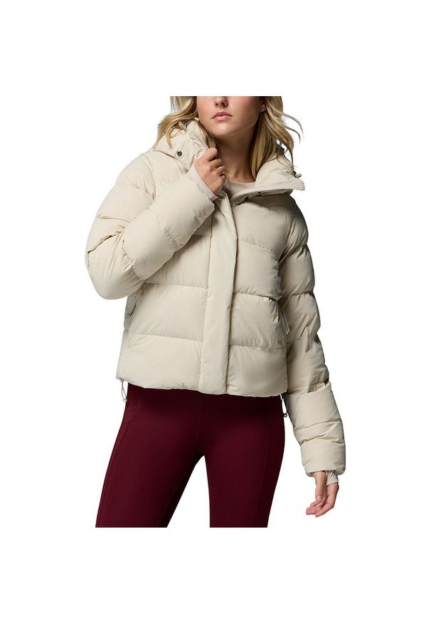 columbia - Kurtka damska Columbia Amaze Puff 2133714278 - beżowa. Kolor: beżowy. Materiał: elastan, włókno, puch, materiał, nylon. Wzór: paski. Sezon: zima