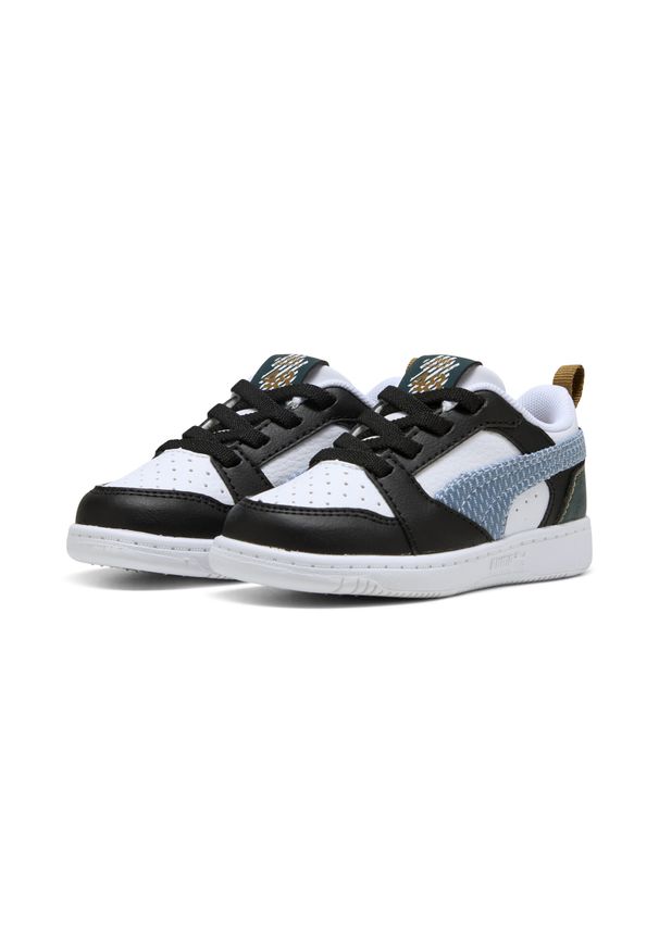 Puma - Sneakersy dla małych dzieci Rebound V6 Low Run Fun PUMA. Kolor: czarny, zielony, niebieski, wielokolorowy. Sezon: lato. Sport: bieganie