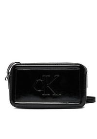 Calvin Klein Torebka Bold Ck Metallic Camera Bag LV04F3331G Czarny. Kolor: czarny. Materiał: skórzane #2