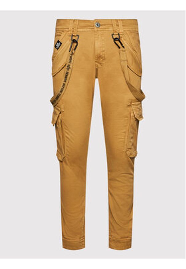 Alpha Industries Spodnie materiałowe Utility 128202 Brązowy Slim Fit. Kolor: brązowy. Materiał: bawełna, materiał