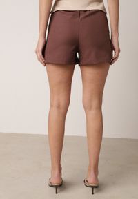Born2be - Brązowe Eleganckie Szorty z Wysokim Stanem i Wąskim Paskiem z Klamrą Rissarah. Okazja: na co dzień. Stan: podwyższony. Kolor: brązowy. Wzór: gładki. Styl: elegancki #8
