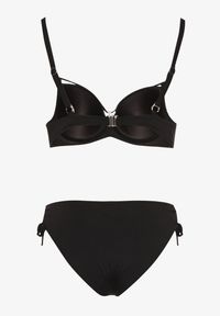 Born2be - Czarne Bikini Biustonosz z Aplikacją i Majtki Figi ze Ściągaczami Ulosella. Kolor: czarny. Wzór: aplikacja #3