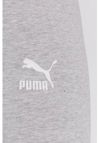 Puma Szorty 530234 damskie kolor szary z nadrukiem high waist 530234-01. Stan: podwyższony. Kolor: szary. Wzór: nadruk #2