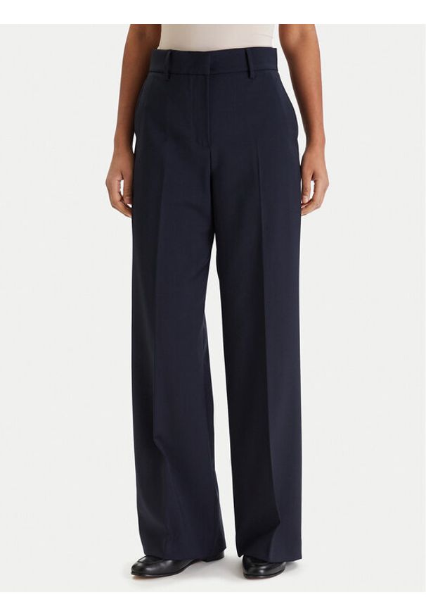 Weekend Max Mara Spodnie palazzo Visivo 2615131041 Granatowy Relaxed Fit. Kolor: niebieski. Materiał: wełna