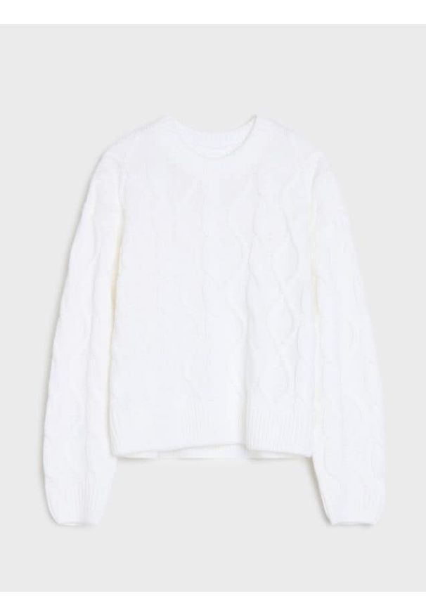 Sinsay - Strukturalny sweter - kremowy. Kolor: kremowy