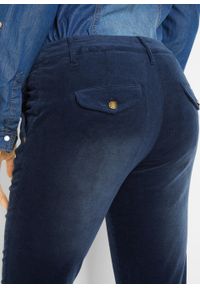 Spodnie sztruksowe SKINNY bonprix ciemnoniebieski. Kolor: niebieski. Materiał: elastan, materiał, bawełna #4