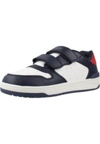 Trampki Geox Model J Washiba Kolor Niebieski. Kolor: niebieski, wielokolorowy, biały. Materiał: syntetyk, tkanina. Sport: turystyka piesza