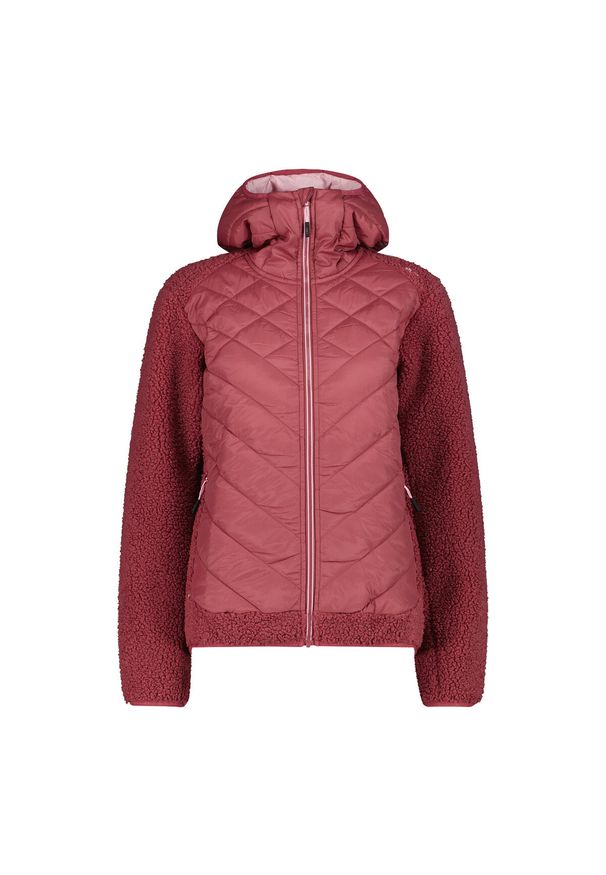 Damska hybrydowa kurtka puchowa z odpinanym kapturem CMP. Kolor: czerwony. Materiał: puch. Sport: turystyka piesza