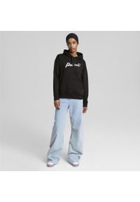 Puma - Damska bluza z kapturem ESS+ Script PUMA Black White Rubber. Typ kołnierza: kaptur. Kolor: biały, wielokolorowy, czarny