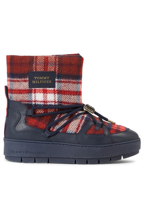 TOMMY HILFIGER - Tommy Hilfiger Śniegowce Tartan Snowboot FW0FW07612 Niebieski. Kolor: niebieski. Materiał: materiał