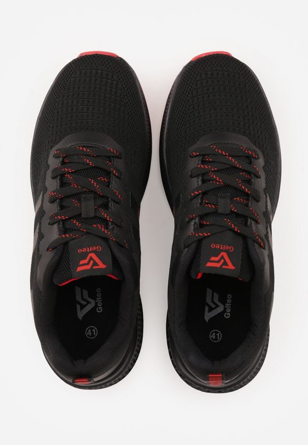 Born2be - Czarno-Czerwone Buty Sportowe Sneakersy Ozdobione Cieniowanymi Paskami Monissa. Okazja: na co dzień. Zapięcie: pasek. Kolor: czarny. Materiał: dresówka, jeans. Wzór: aplikacja. Sport: fitness