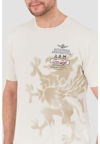 Aeronautica Militare - AERONAUTICA MILITARE Beżowy bawełniany męski t-shirt M.C., Rozmiar XXL. Kolor: beżowy. Materiał: bawełna #5