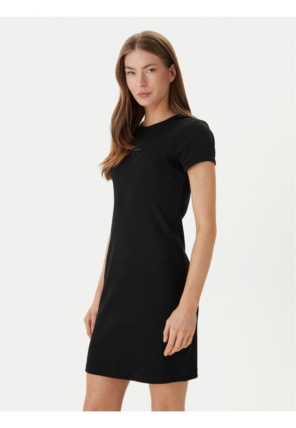 Calvin Klein Jeans Sukienka codzienna Monologo Baby LV047F241G Czarny Slim Fit. Okazja: na co dzień. Kolor: czarny. Materiał: bawełna. Typ sukienki: proste. Styl: casual