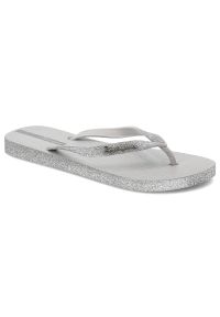 Szare Japonki Ipanema Brokatowe Klapki Damskie. Okazja: na spacer, na co dzień, na plażę. Kolor: szary. Materiał: materiał. Wzór: paski. Sezon: lato. Styl: casual, elegancki #1