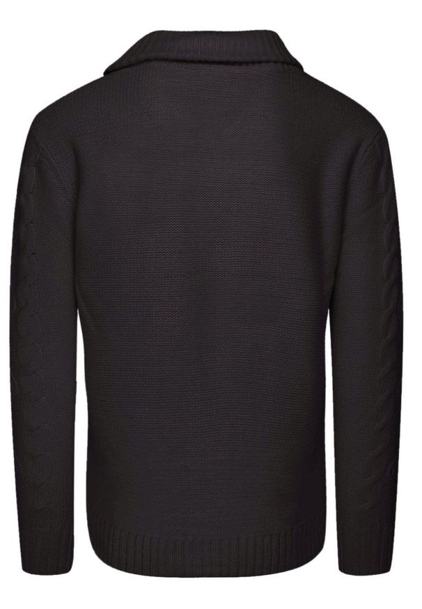 Brave Soul - Grafitowy Dziergany Sweter Zapinany na Guziki, Kardigan, Elegancki - BRAVE SOUL. Okazja: na co dzień. Kolor: szary. Materiał: akryl. Styl: elegancki