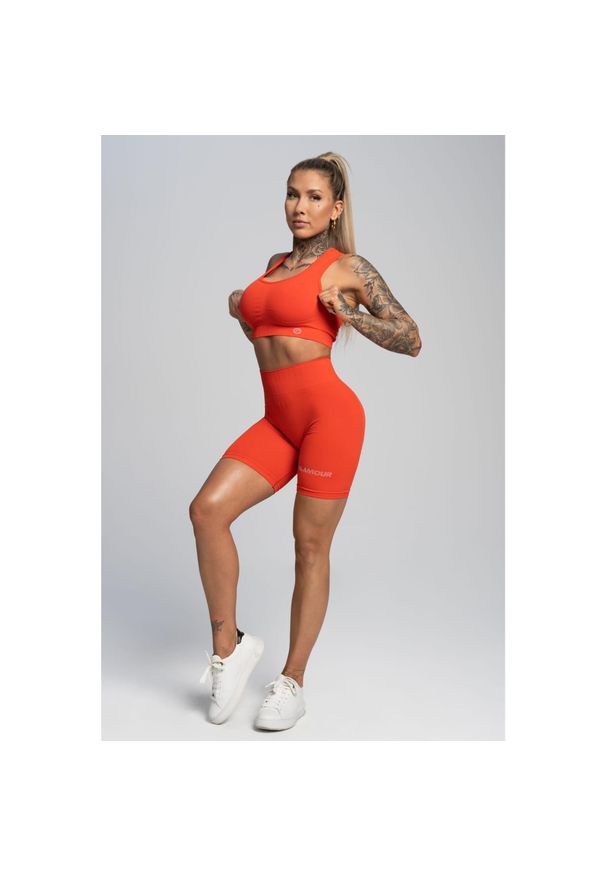 GYM GLAMOUR - Bikery fitness damskie Gym Glamour push up. Kolor: pomarańczowy. Sport: fitness
