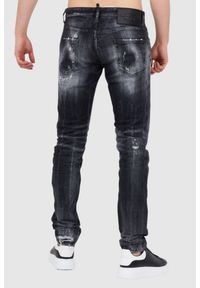 DSQUARED2 Czarne jeansy męskie cool guy jean. Kolor: czarny. Wzór: aplikacja