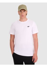 4f - 4F T-shirt regular gładki męski - biały 3XL. Okazja: na co dzień. Kolor: biały. Materiał: dzianina, bawełna, jersey. Długość rękawa: krótki rękaw. Długość: krótkie. Wzór: gładki. Styl: klasyczny, sportowy, casual
