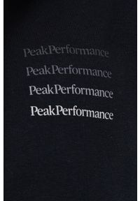 Peak Performance Bluza męska kolor czarny z kapturem z nadrukiem. Okazja: na co dzień. Typ kołnierza: kaptur. Kolor: czarny. Materiał: bawełna, dzianina. Wzór: nadruk. Styl: casual