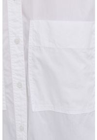 BOSS - Boss Koszula bawełniana 50463989 damska kolor biały relaxed z kołnierzykiem klasycznym. Typ kołnierza: kołnierzyk klasyczny. Kolor: biały. Materiał: bawełna. Długość rękawa: długi rękaw. Długość: długie. Wzór: gładki. Styl: klasyczny #2