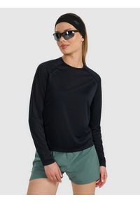 4f - 4F Longsleeve do biegania w terenie szybkoschnący damski - czarny M. Kolor: czarny. Materiał: tkanina, włókno, materiał. Długość rękawa: długi rękaw. Długość: długie