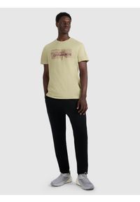 4f - 4F T-shirt regular z nadrukiem męski - khaki XXL. Okazja: na co dzień, do pracy, na spacer. Kolor: brązowy, oliwkowy, wielokolorowy. Materiał: jeans, dzianina, bawełna, dresówka, materiał. Wzór: nadruk. Styl: casual, klasyczny #2