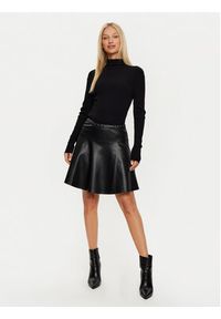 Morgan Sukienka dzianinowa 242-RPEPPER Czarny Slim Fit. Kolor: czarny. Materiał: wiskoza, skóra