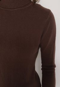 Born2be - Brązowy Sweter z Golfem z Domieszką Kaszmiru i Wiskozy Zaisma. Okazja: na co dzień. Typ kołnierza: golf. Kolor: brązowy. Materiał: wiskoza, kaszmir. Długość rękawa: długi rękaw. Długość: długie. Styl: casual, elegancki #7