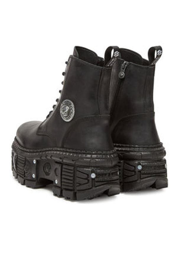 NEW ROCK Botki M-OVERZTANK001-C1 Czarny. Kolor: czarny. Materiał: skóra. Styl: rockowy