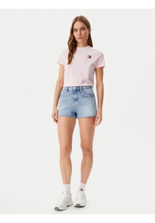 Tommy Jeans T-Shirt DW0DW20153 Różowy Regular Fit. Kolor: różowy. Materiał: bawełna