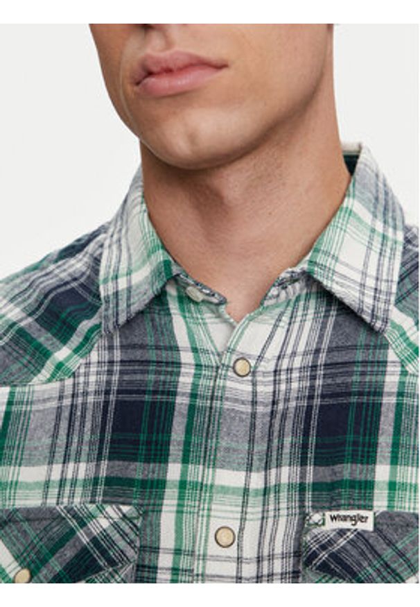 Wrangler Koszula Western 112357242 Zielony Regular Fit. Kolor: zielony. Materiał: bawełna