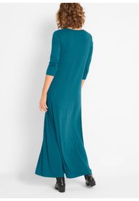 Długa sukienka ze stretchem, o linii litery A, rękawy 3/4 bonprix niebieskozielony. Kolor: niebieski. Długość: maxi #5