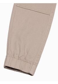 Ombre Clothing - Spodnie męskie joggery P886 - beżowe - XXL. Kolor: beżowy. Materiał: bawełna, elastan. Styl: klasyczny #4