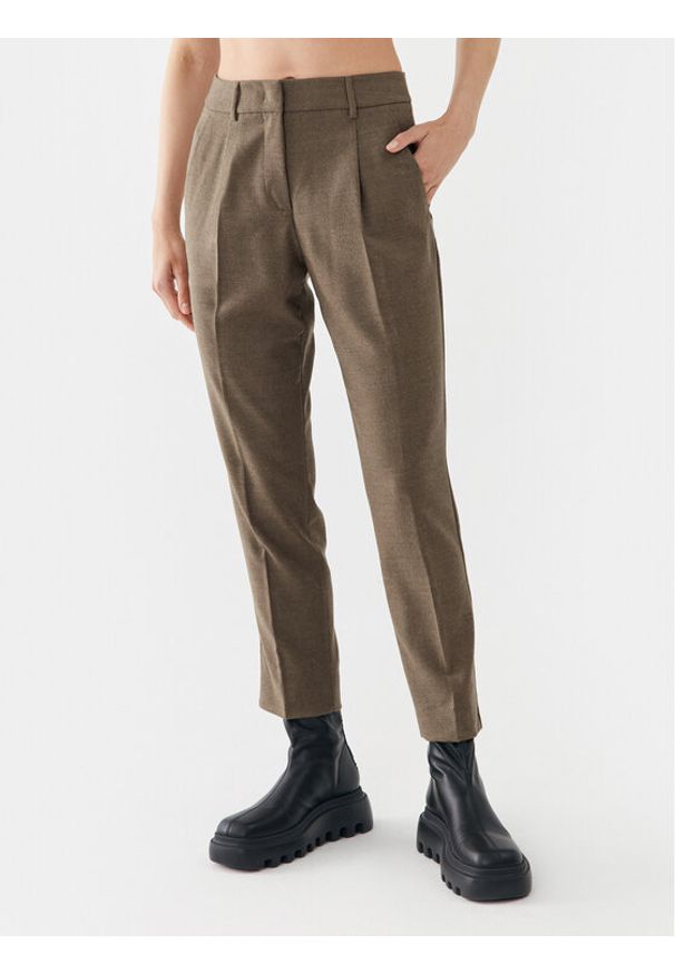 Weekend Max Mara Spodnie materiałowe Freccia 2351361133 Brązowy Slim Fit. Kolor: brązowy. Materiał: materiał, wełna