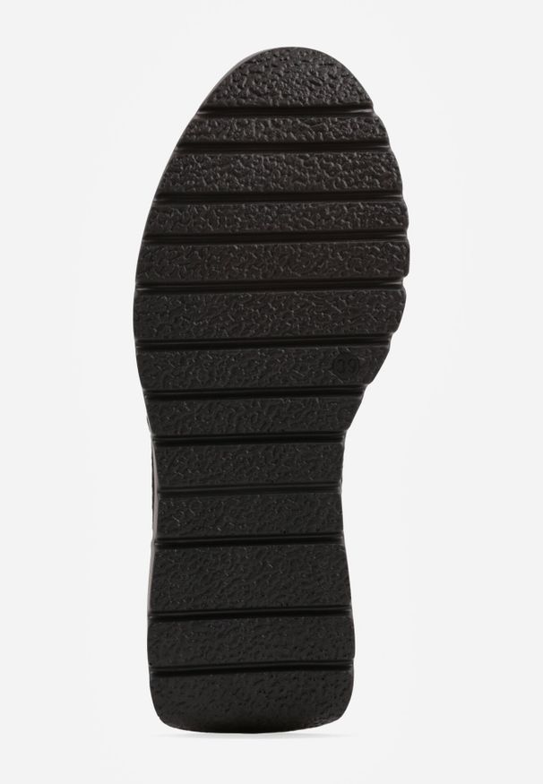 Born2be - Czarne Sneakersy na Grubej Podeszwie ze Skórzaną Wkładką i Napisem Airarge. Okazja: na co dzień. Zapięcie: sznurówki. Kolor: czarny. Materiał: skóra. Wzór: napisy